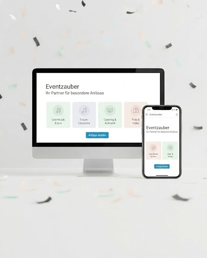 Eigene Anbieterseite auf Confetti mit Angebotsübersicht für Event-Dienstleister